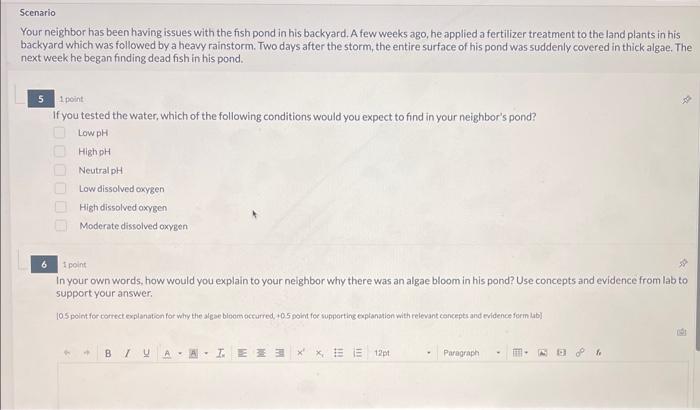 Solved Your neighbor has been having issues with the fish | Chegg.com