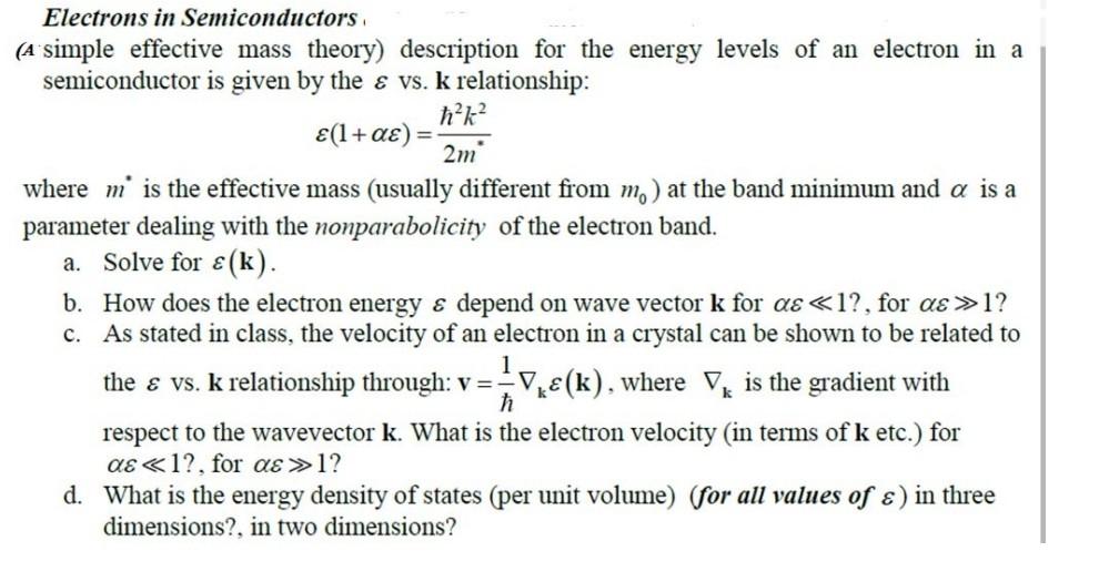 solved-electrons-in-semiconductors-a-simple-effective-mass-chegg