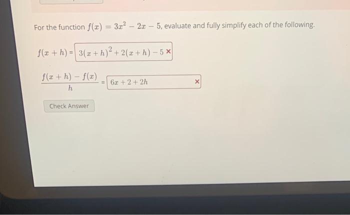 Solved Function Evaluation Given the function f(x) = 5x - 6 | Chegg.com