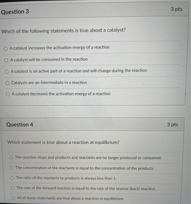 Solved 3 pts Question 3 Which of the following statements is | Chegg.com
