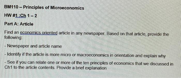 Solved BM110 - Principles Of Microeconomics HW \#1:Ch 1 - 2 | Chegg.com