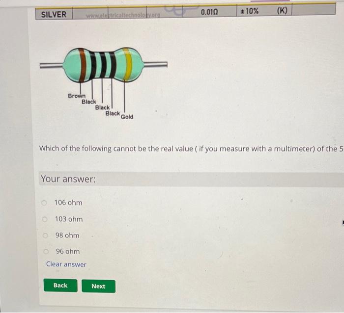 Solved Resistor Color Code Chart Which of the following | Chegg.com