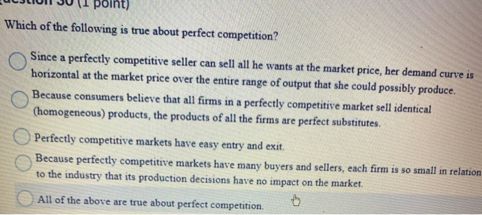 Solved oint) Which of the following is true about perfect | Chegg.com