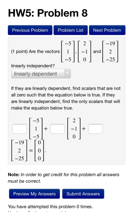 Solved HW5: Problem 8 Previous Problem Problem List Next | Chegg.com