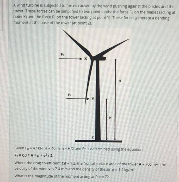 Solved A Wind Turbine Is Subjected To Forces Caused By The | Chegg.com