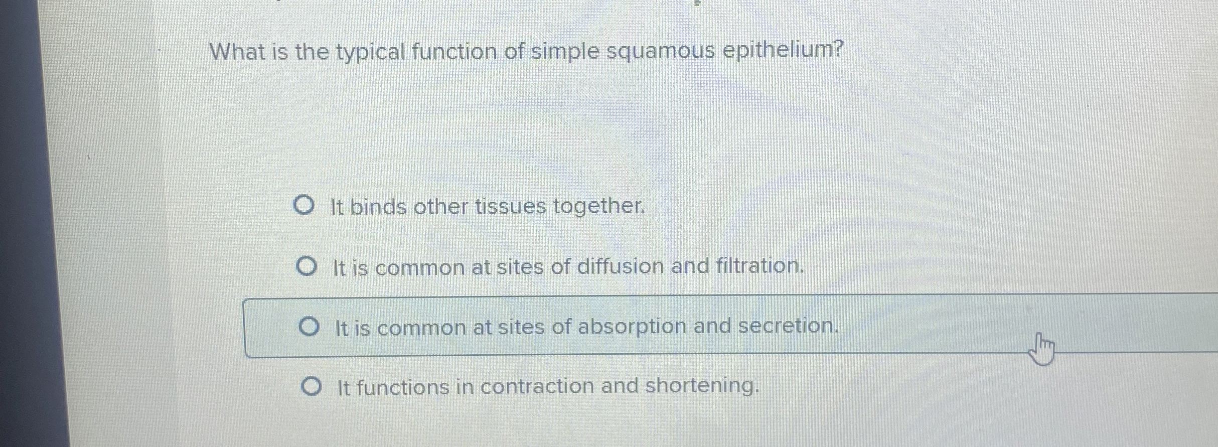 Solved What is the typical function of simple squamous