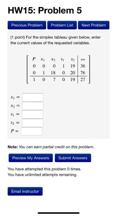 Solved HW15: Problem 5 Previous Problem Problem List Next | Chegg.com