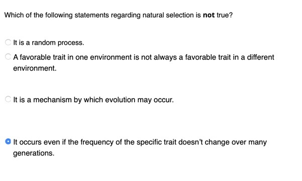 Which Of The Following Statements About Natural Selection Is True