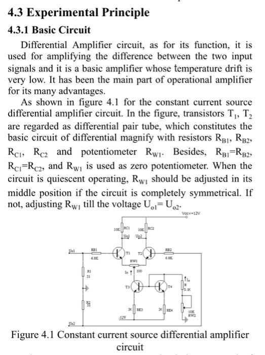 4.3.1 Basic Circuit Differential Amplifier circuit, | Chegg.com
