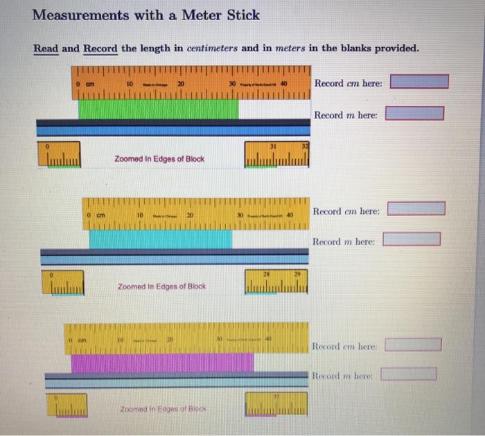 Solved Measurements with a Meter Stick Read and Record the