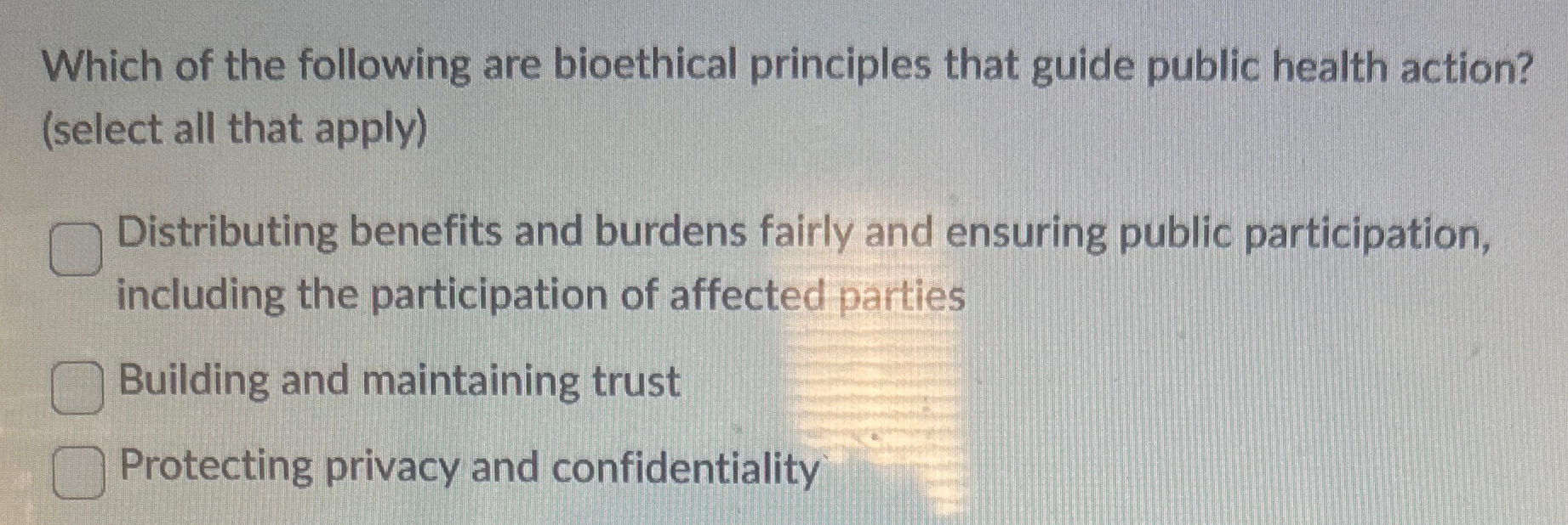 Solved Which of the following are bioethical principles that | Chegg.com
