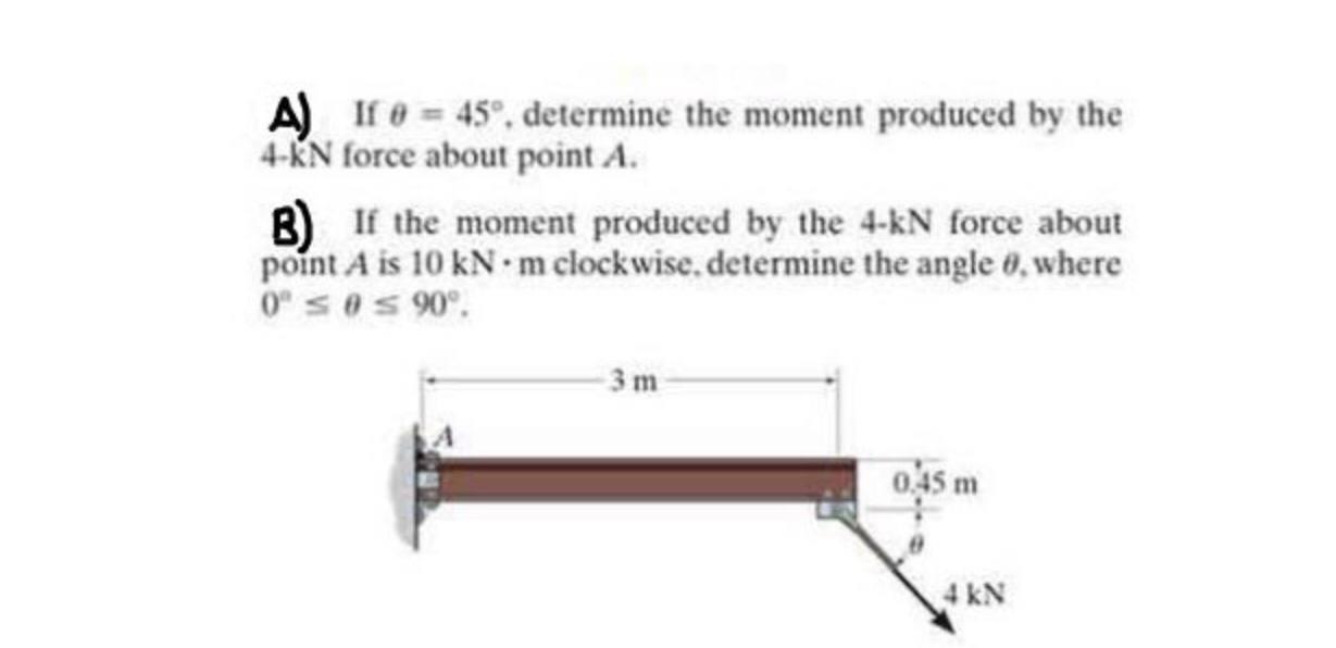 Solved A) 11 0 = 45°, Determine The Moment Produced By The | Chegg.com