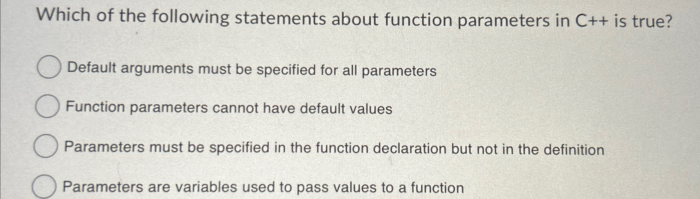 Solved Which of the following statements about function | Chegg.com