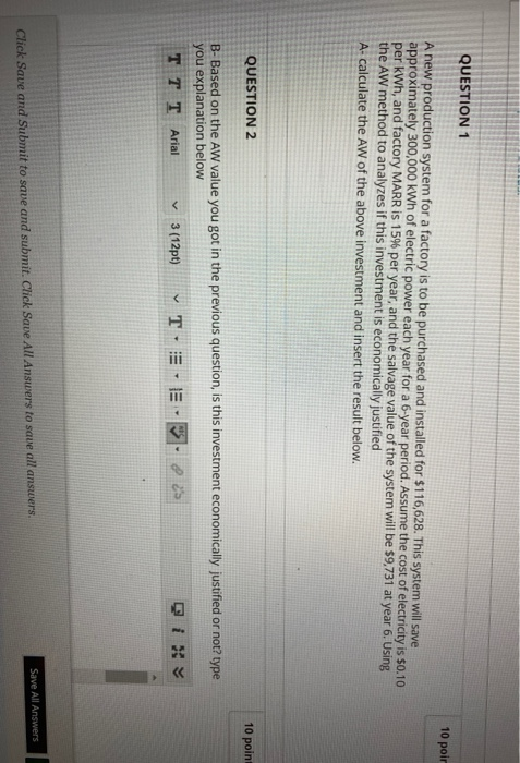 Solved QUESTION 1 10 poir A new production system for a | Chegg.com