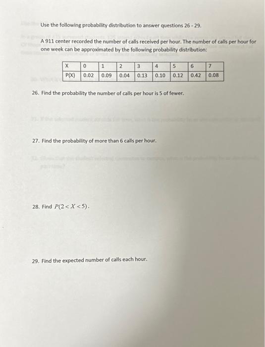 Solved Use The Following Probability Distribution To Answer | Chegg.com