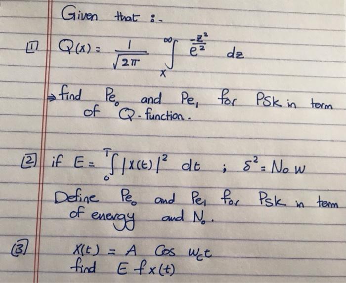 Given That O Q X 1 G 를 Dz 2 Tt X A Find Peo Pe Chegg Com