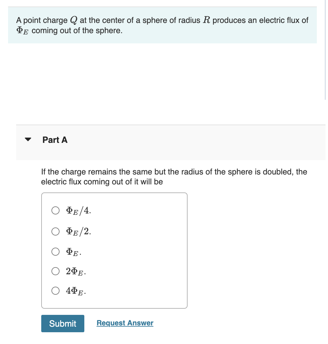 Solved A point charge Q at ﻿the center of ﻿a sphere of | Chegg.com