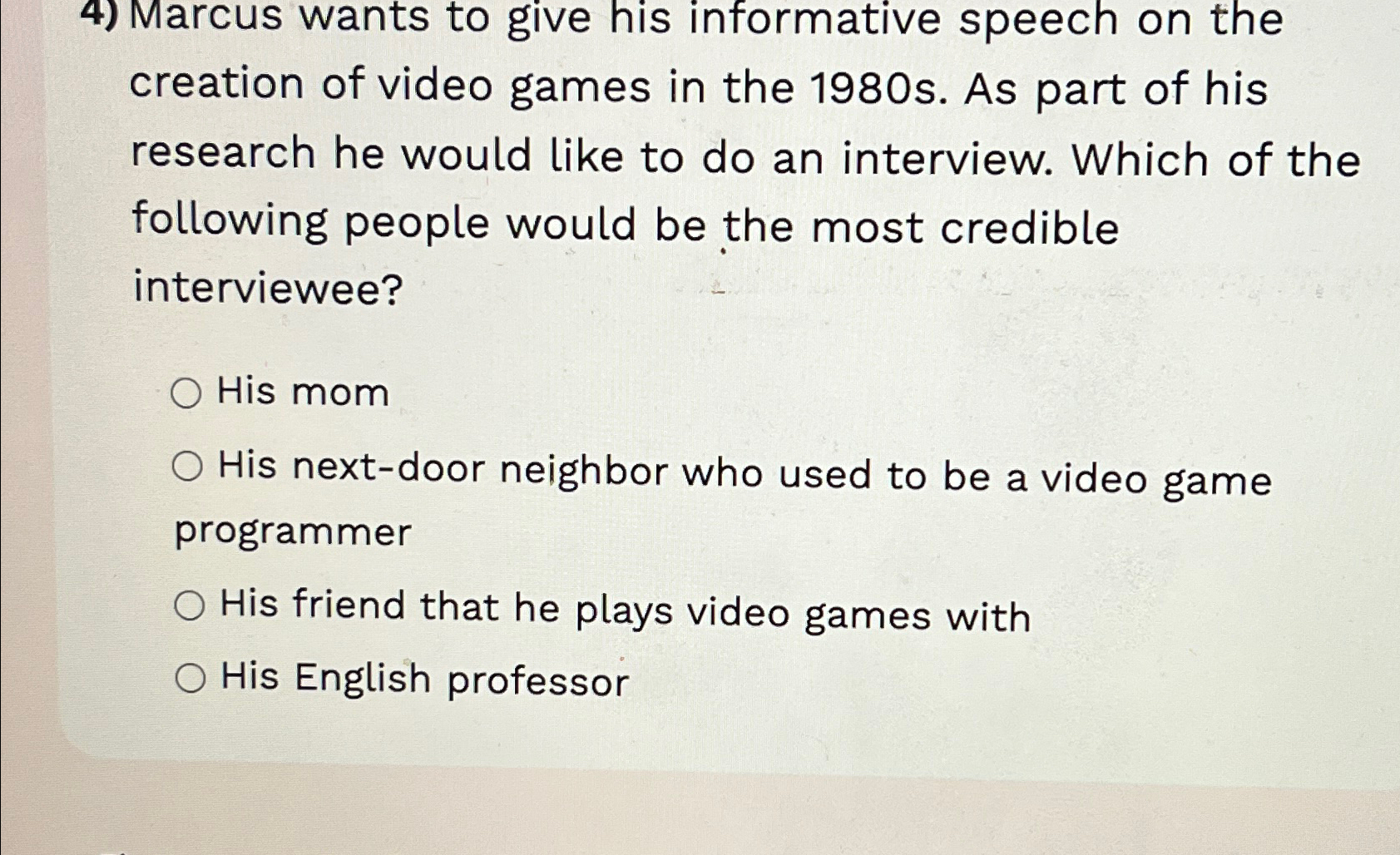 Solved Marcus wants to give his informative speech on the | Chegg.com