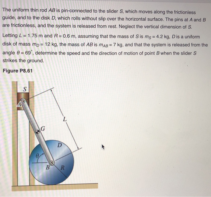 Solved The uniform thin rod AB is pin-connected to the | Chegg.com