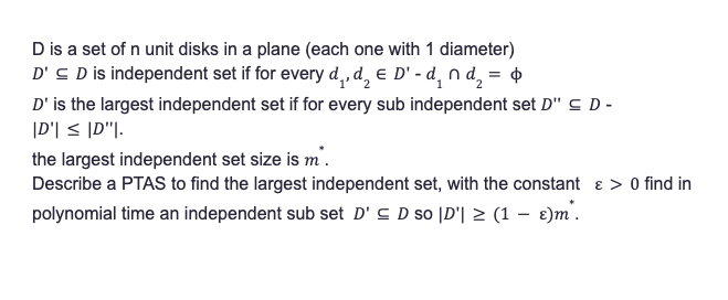 Unit Disk In Math Solved D is a set of n unit disks in a plane (each one | Chegg.com