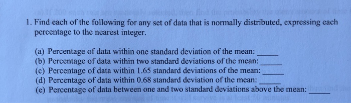 Solved 1. Find each of the following for any set of data | Chegg.com