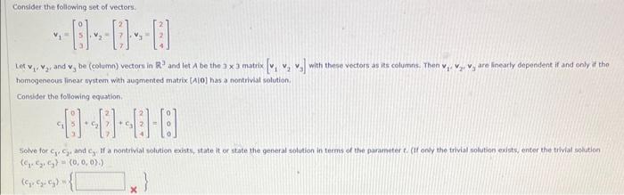 Solved Consider the following set of vectors. | Chegg.com