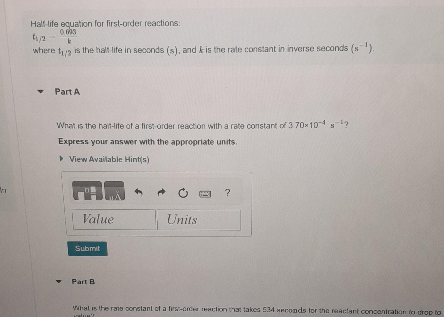 Solved Halflife equation for firstorder reactions