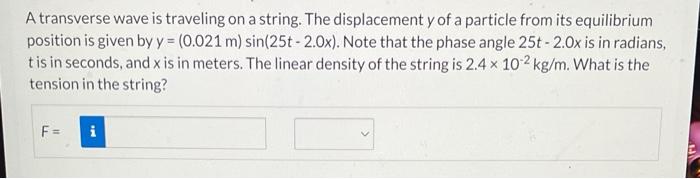 Solved A transverse wave is traveling on a string. The | Chegg.com