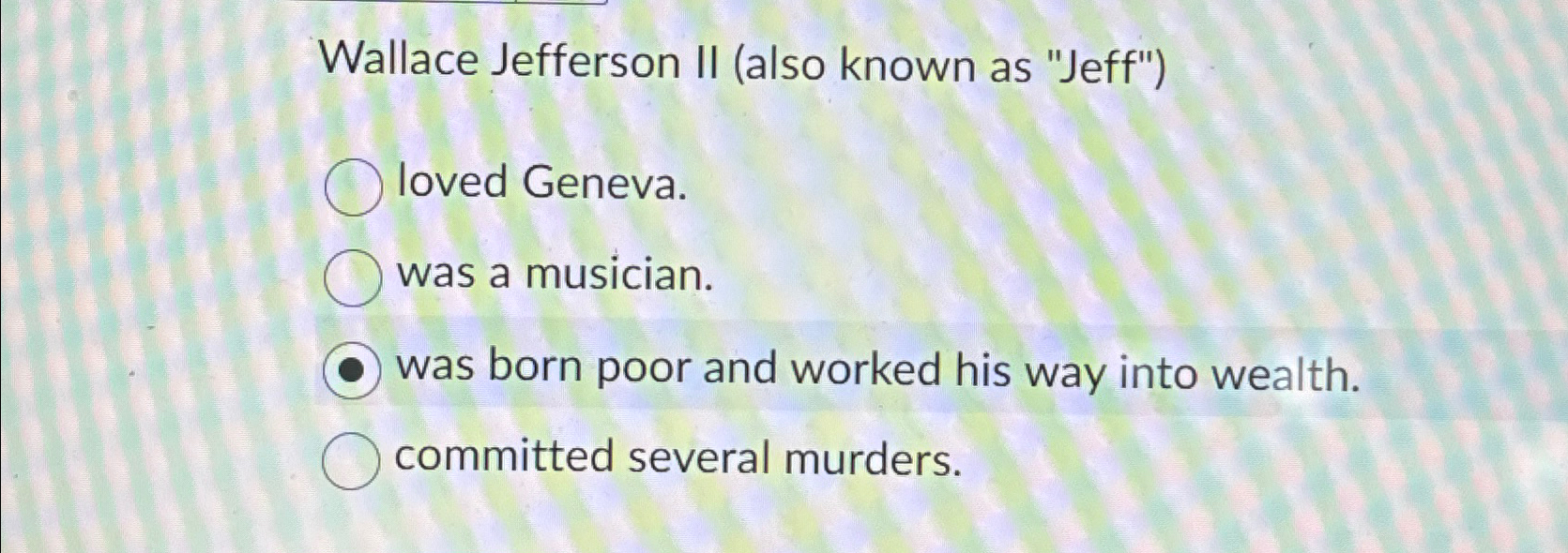 Solved Wallace Jefferson II (also known as 