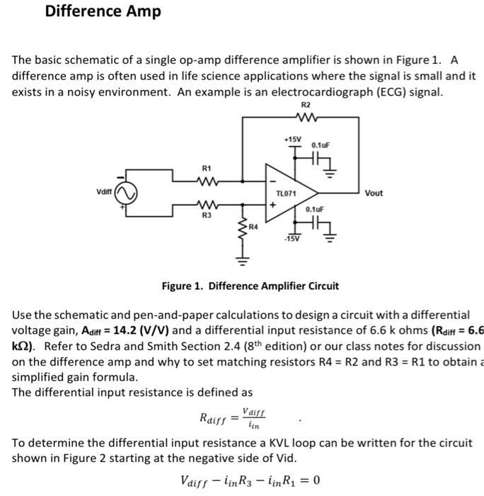 Solved Difference Amp The Basic Schematic Of A Single Op-amp | Chegg.com