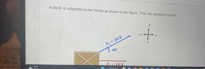 Solved A block is subjected to two forces as shown in the | Chegg.com