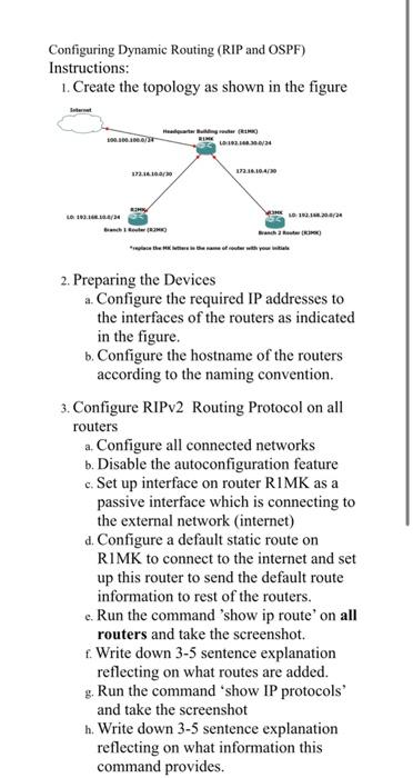 Solved Configuring Dynamic Routing (RIP And OSPF) | Chegg.com