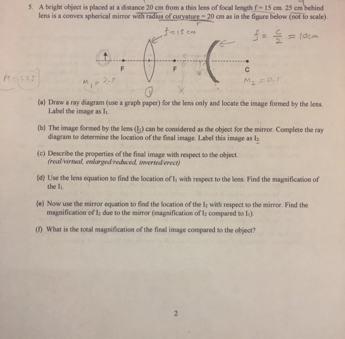 Solved 5. A bright object is placed at a distance 20 cm from | Chegg.com