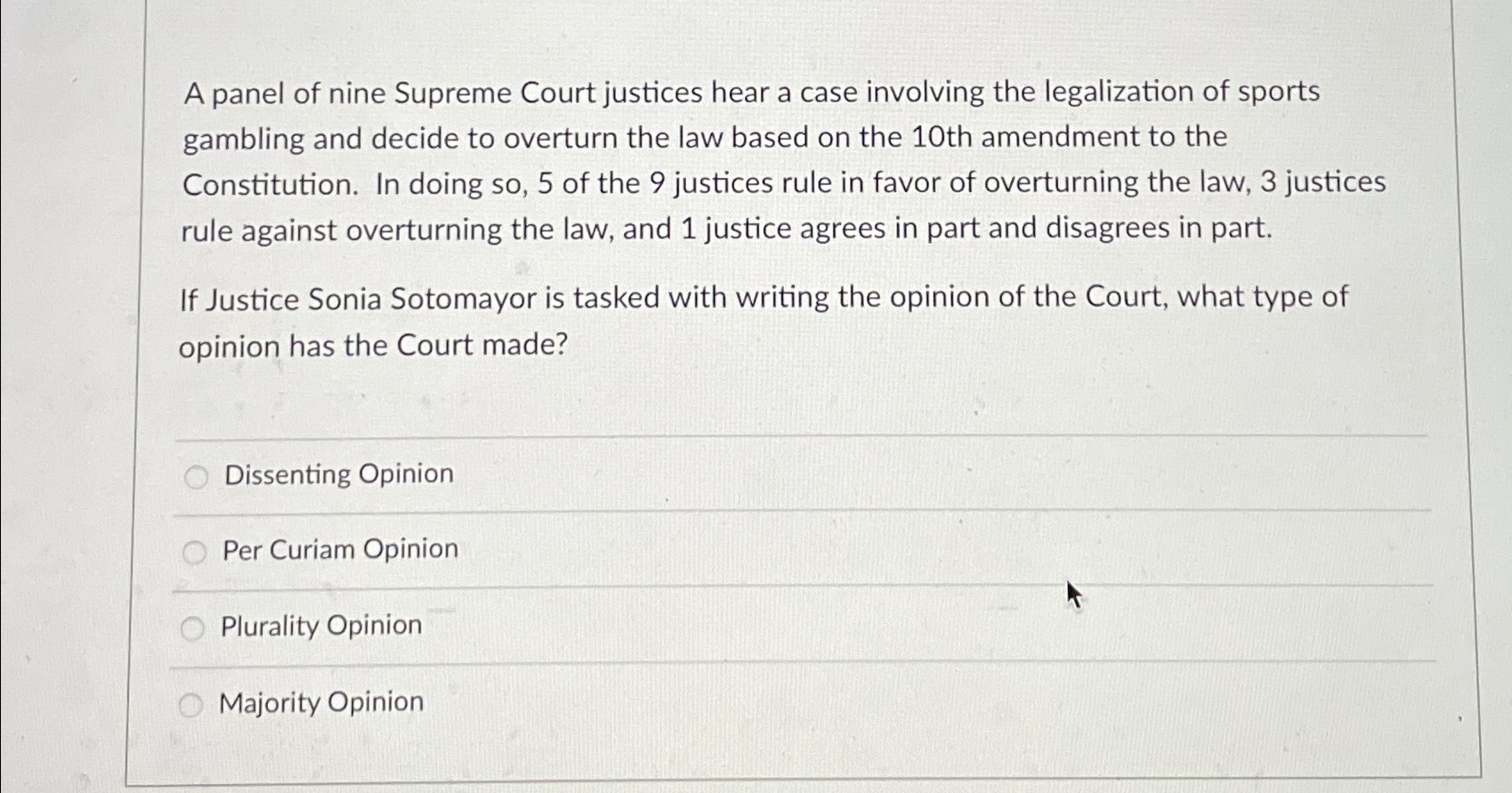 Court cases involving the 10th outlet amendment