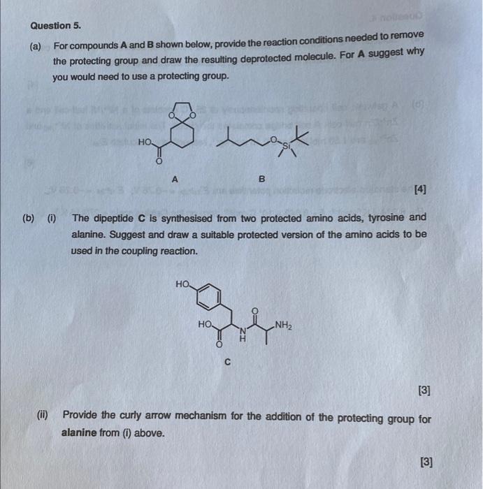 Solved Question 5. (a) For Compounds A And B Shown Below, | Chegg.com