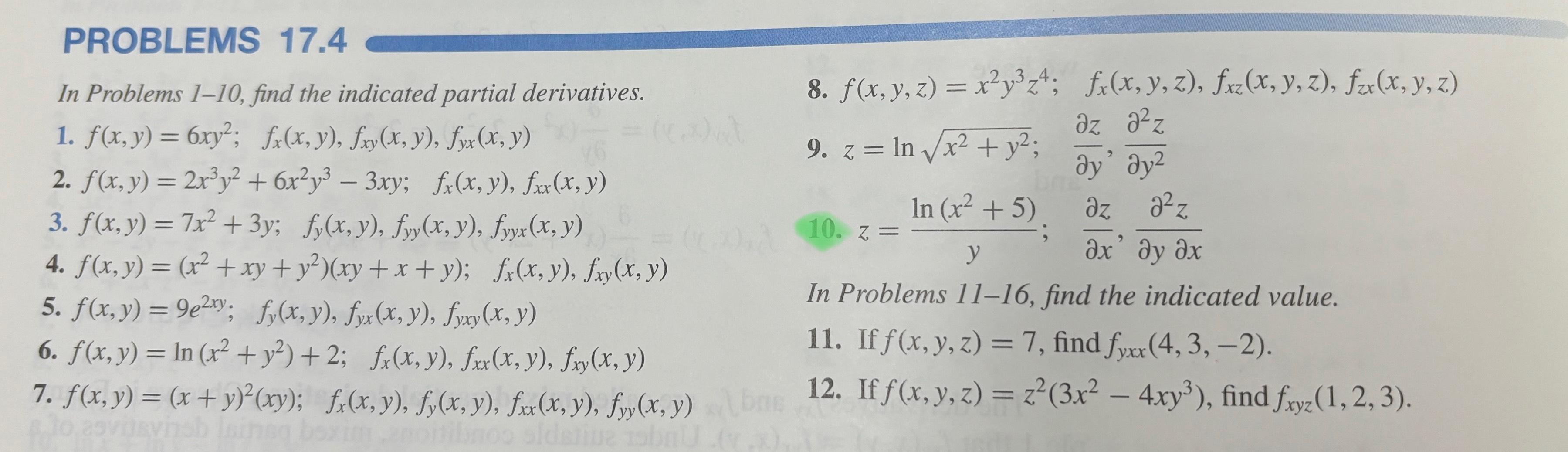 Solved PROBLEMS 17.4In Problems 1-10, ﻿find The Indicated | Chegg.com