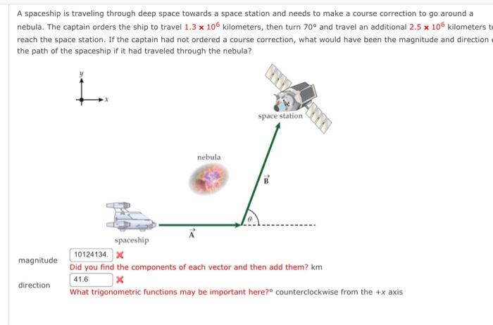 Solved A Spaceship Is Traveling Through Deep Space Towards A | Chegg.com