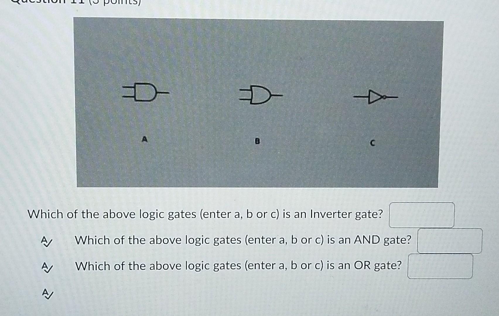 Solved Which of the above logic gates (enter a, b or c) is | Chegg.com