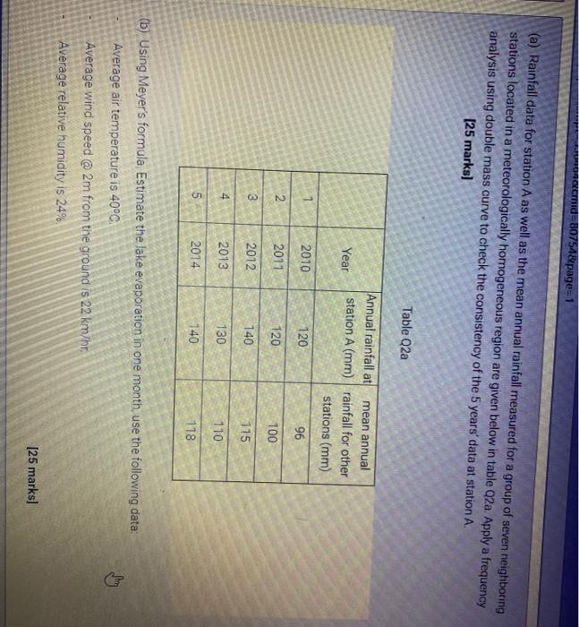 Solved mid=80754&page=1 (a) Rainfall data for station A as | Chegg.com