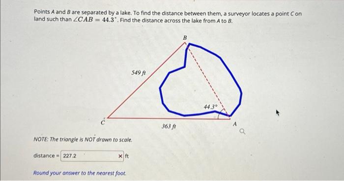 Solved Points A And B Are Separated By A Lake. To Find The | Chegg.com