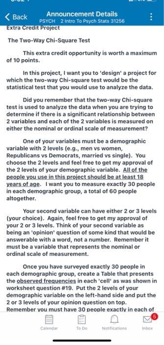 Back Announcement Details PSYCH 2 Intro To Psych Chegg