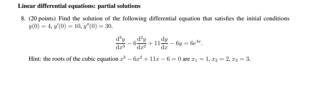 Solved Ordinary differential equations: linear first order | Chegg.com