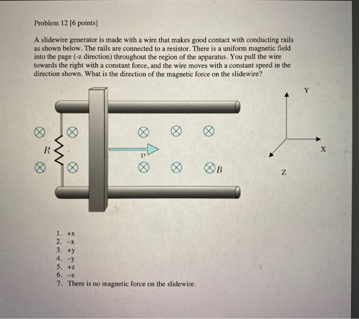 Solved Problem 12 [6 points] A slidewire generator is made | Chegg.com