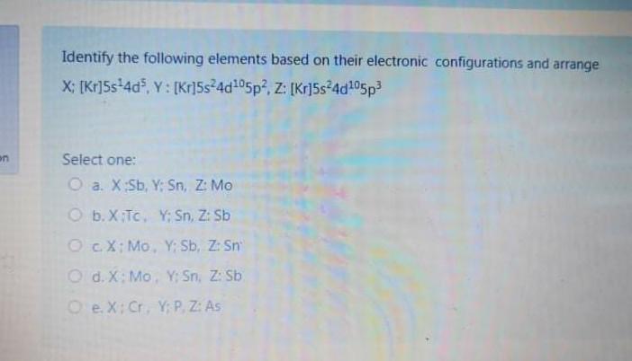 Solved Identify the following elements based on their | Chegg.com