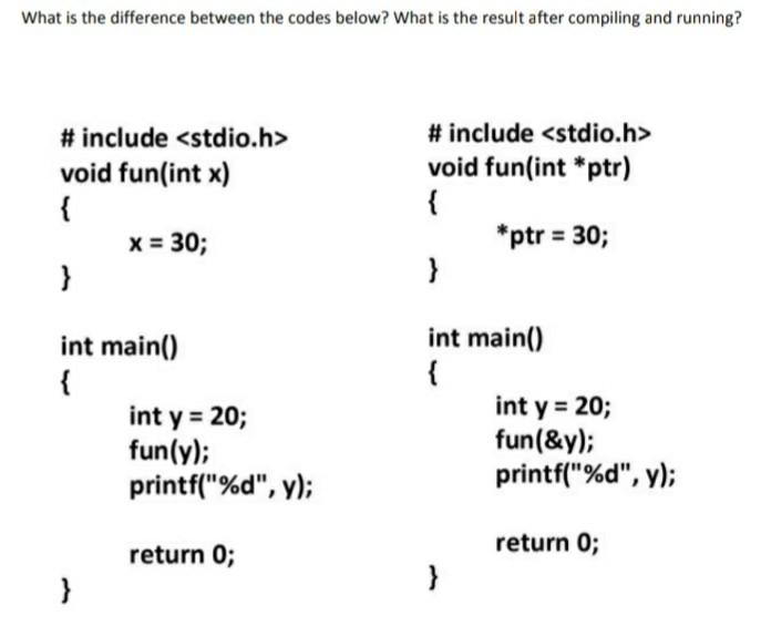 Solved What is the difference between the codes below? What | Chegg.com