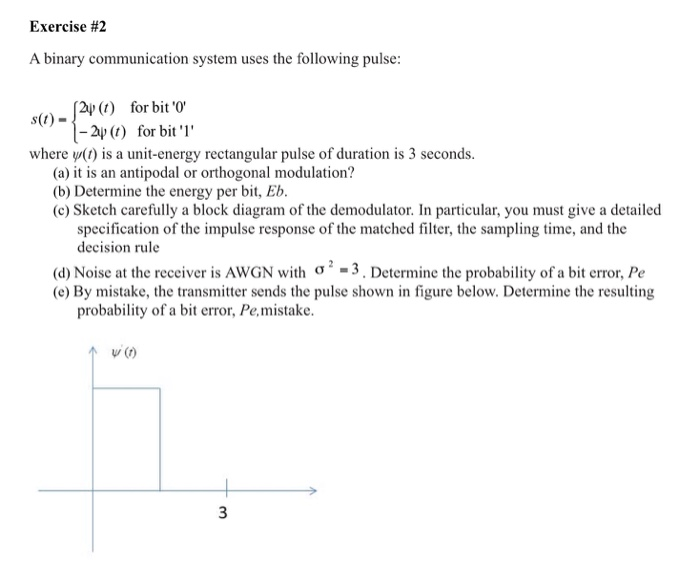 Solved Exercise #2 A binary communication system uses the | Chegg.com