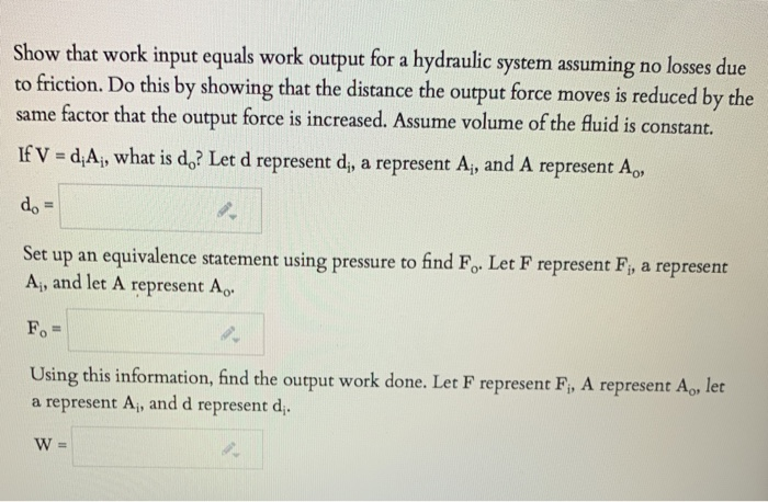 Solved show that work input equals work output for a | Chegg.com