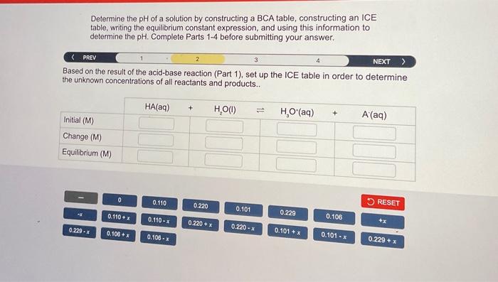 Solved Determine the pH of a solution by constructing a BCA | Chegg.com