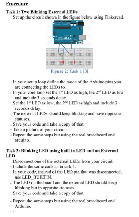Procedure Task 1: Two Blinking External LEDs 1. Set | Chegg.com