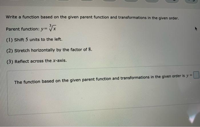 Solved Write a function based on the given parent function | Chegg.com